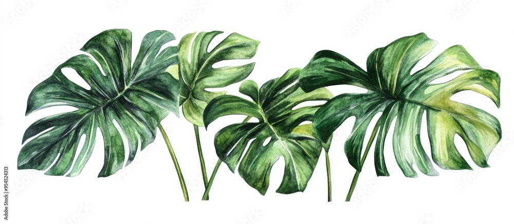 Watercolor illustration of tropical palm leaves Watercolor illustration of tropical palm leaves