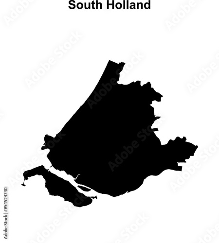 South Holland province outline map set