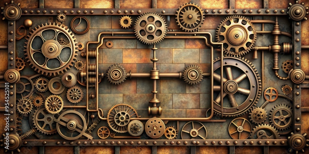 Steampunk machinery tile with gears, pipes, and cogs, steampunk, machinery, tile, gear, gears, pipes, cogs, metal Steampunk machinery tile with gears, pipes, and cogs, steampunk, machinery, tile, gear, gears, pipes, cogs, metal