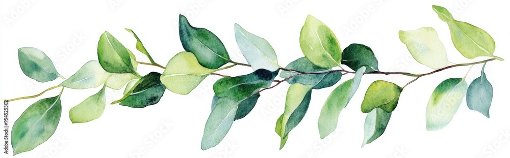 Watercolor illustration of Eucalyptus foliage Watercolor illustration of Eucalyptus foliage