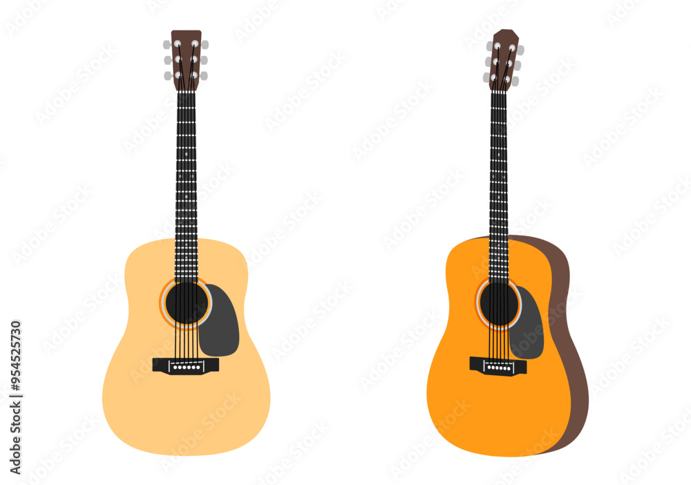 Fototapeta premium 教育用楽器イラスト：ギター セット