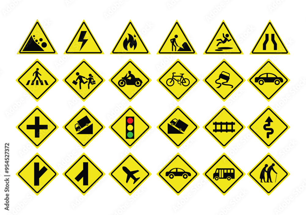 yellow triangle traffic sign yellow triangle traffic sign