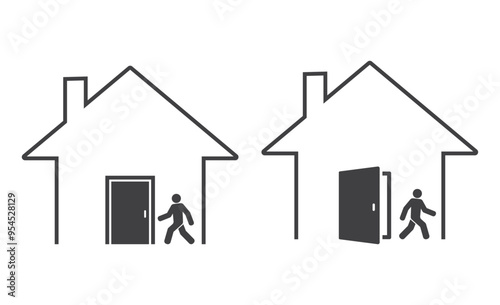 house door with person in out