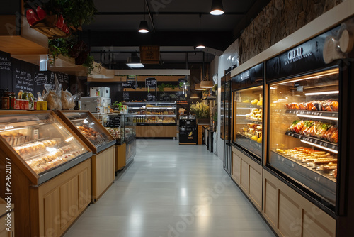 Gourmet Haven: Vacant Delicatessen Interior Evoking Artisanal Charm