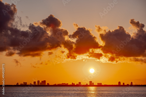 beautiful sunrise over tampa bay and tampa florida photo