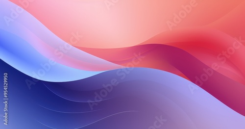 A smooth abstract design featuring flowing waves in gradient colors of pink, red, and blue.