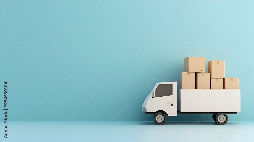 Delivery Truck with Boxes Representing Transportation in Paper Cut Style Delivery Truck with Boxes Representing Transportation in Paper Cut Style