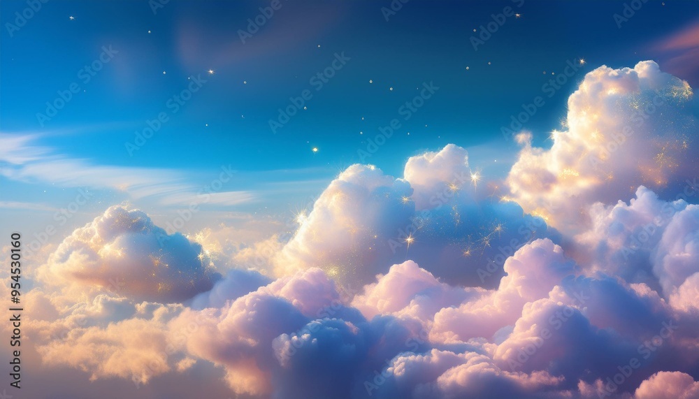 Fancy background of the sky with glitter fluffy clouds Fancy background of the sky with glitter fluffy clouds