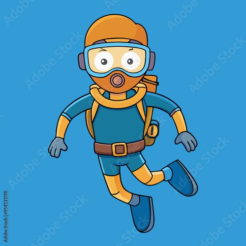 illustration of scuba diver in the sea