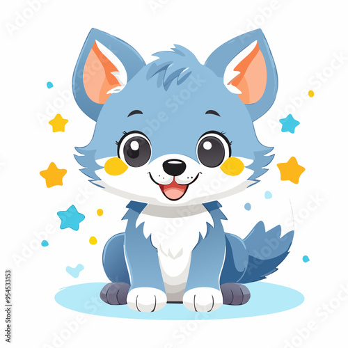 Wolf Cute Small Cartoon Baby Animal Character