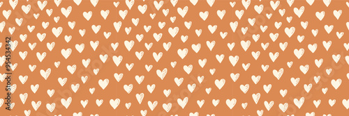 Seamless pattern design with terracota hearts in boho style. Simple abstract love texture. Vector romantic background. Great for fabric, textiles, and apparel. Bohemian baby background