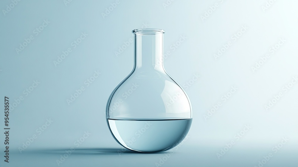 Clear Glass Round-Bottom Flask with Liquid: Laboratory Flask with a Round Bottom, Filled with Clear Liquid, Ideal for Science and Chemistry Illustrations Clear Glass Round-Bottom Flask with Liquid: Laboratory Flask with a Round Bottom, Filled with Clear Liquid, Ideal for Science and Chemistry Illustrations