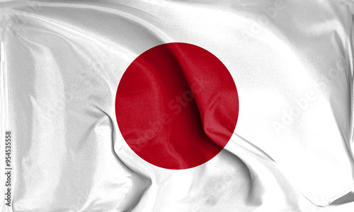 An up close view of Japan flag flying textures