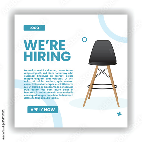 Job hiring poster for social media or poster vector template design. Square banner template with photo or image area