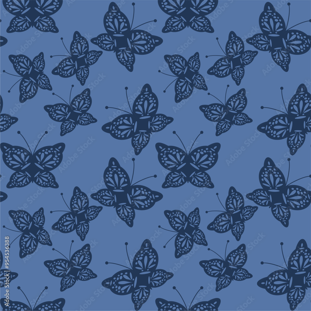 Fototapeta premium Seamless vector illustration print pattern background wallpaper with butterflies summer spring for textile, paper, pack etc 