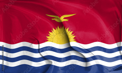 An up close view of Kiribati flag flying textures photo