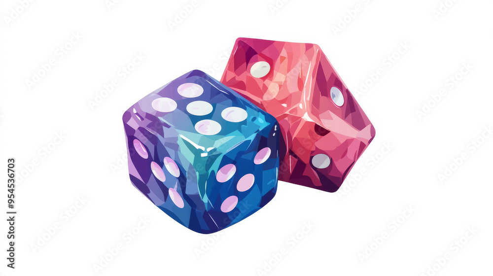 An isolated vector dice on a white background, illustrated in a polygonal abstract style. This low poly gaming cube is depicted from the front view, representing a digital geometric image of casino si An isolated vector dice on a white background, illustrated in a polygonal abstract style. This low poly gaming cube is depicted from the front view, representing a digital geometric image of casino si