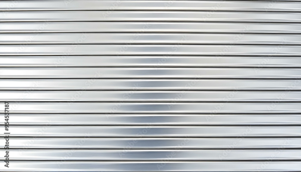 Obraz premium Silver corrugated metallic background backdrop with horizontal lines and a shiny, reflective surface 