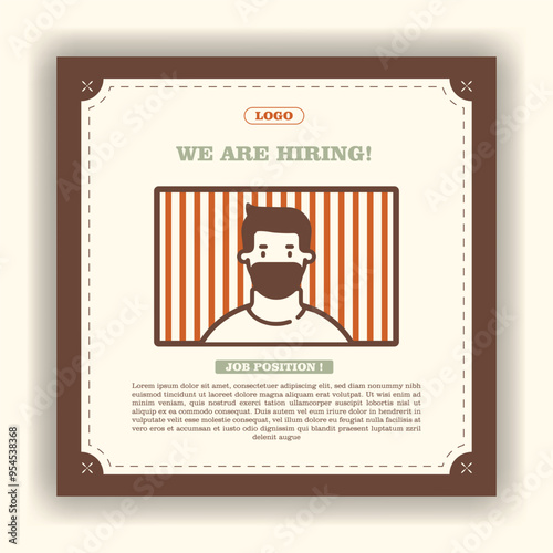 Job hiring poster for social media or poster vector template design. Square banner template with photo or image area