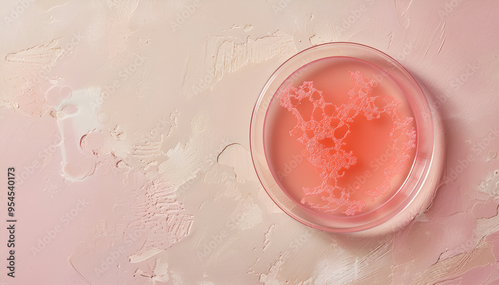 Petri dish with liquid sample on light background, top view Petri dish with liquid sample on light background, top view