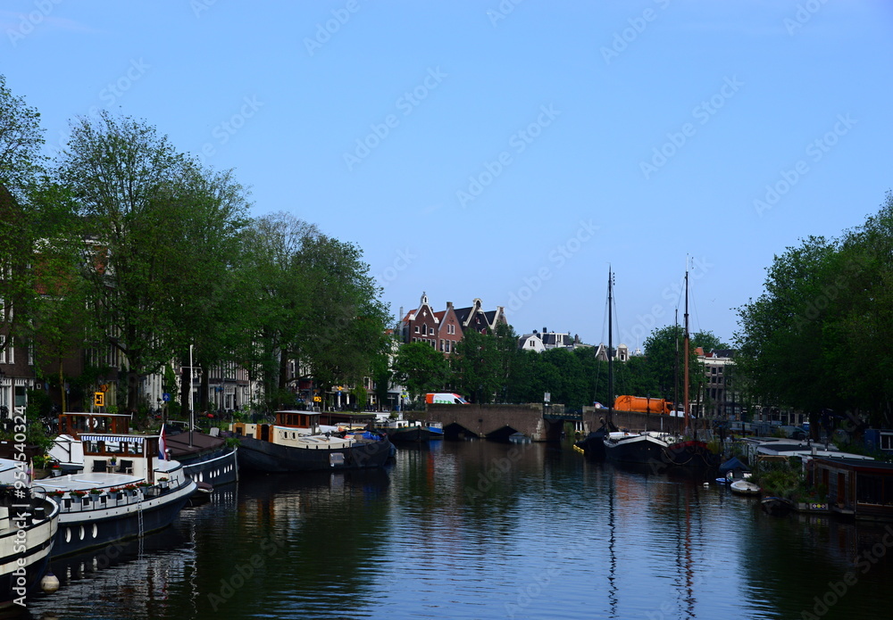 Typical Canal in the Old Town of Amsterdam, Netherlands Typical Canal in the Old Town of Amsterdam, Netherlands