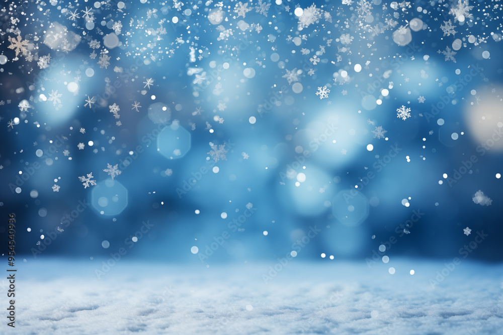 winter background with falling snow and bokeh. christmas background winter background with falling snow and bokeh. christmas background