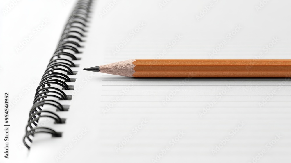 Blank Notebook Page with Pencil Blank Notebook Page with Pencil