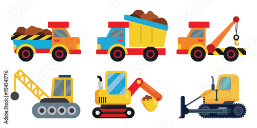 flat design cartoon mining car