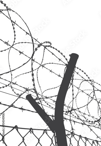 silhouette of wire fence and posts