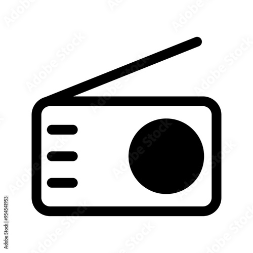 Black and white minimalist icon symbolizing radio