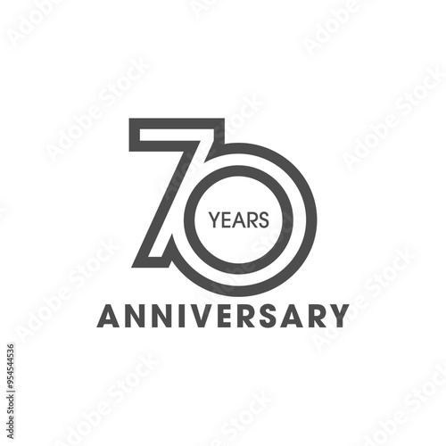 70 anniversary years simple shape out line unique logo