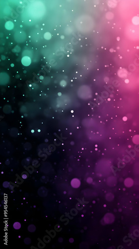 Abstract background with blurred circles of green and pink light on a black background.