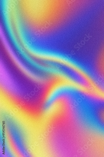 Abstract retro holographic rainbow blurred grainy gradient background texture