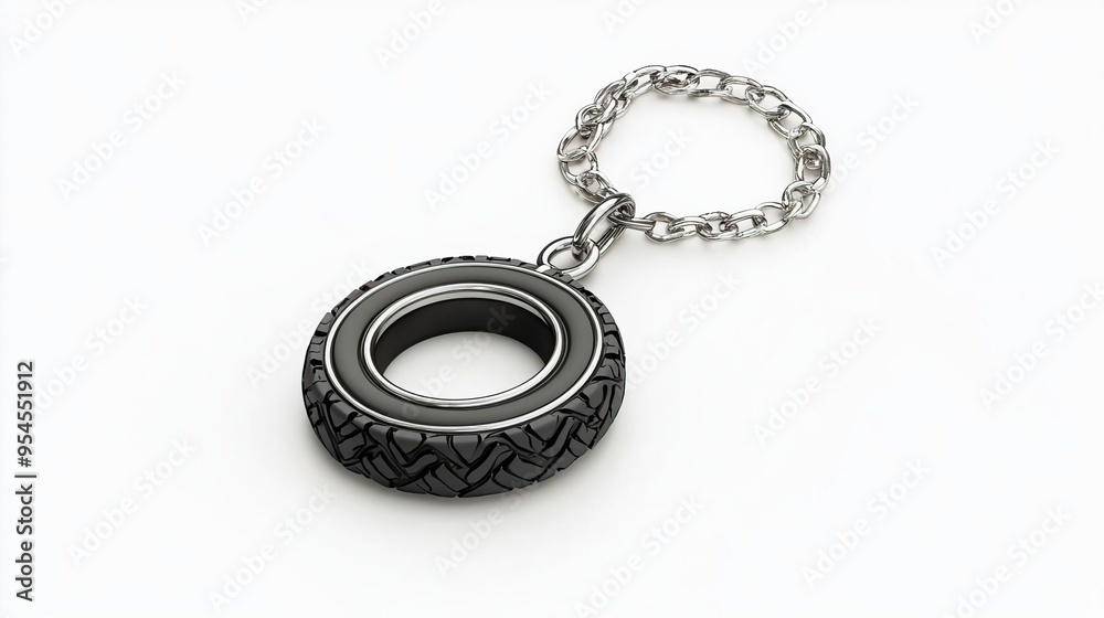 A keychain designed in the shape of a tire, combining utility and automotive aesthetics. A keychain designed in the shape of a tire, combining utility and automotive aesthetics.