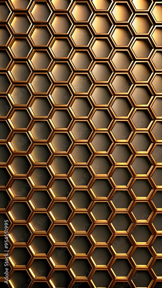 Golden Hexagons on Matte Black Background Golden Hexagons on Matte Black Background