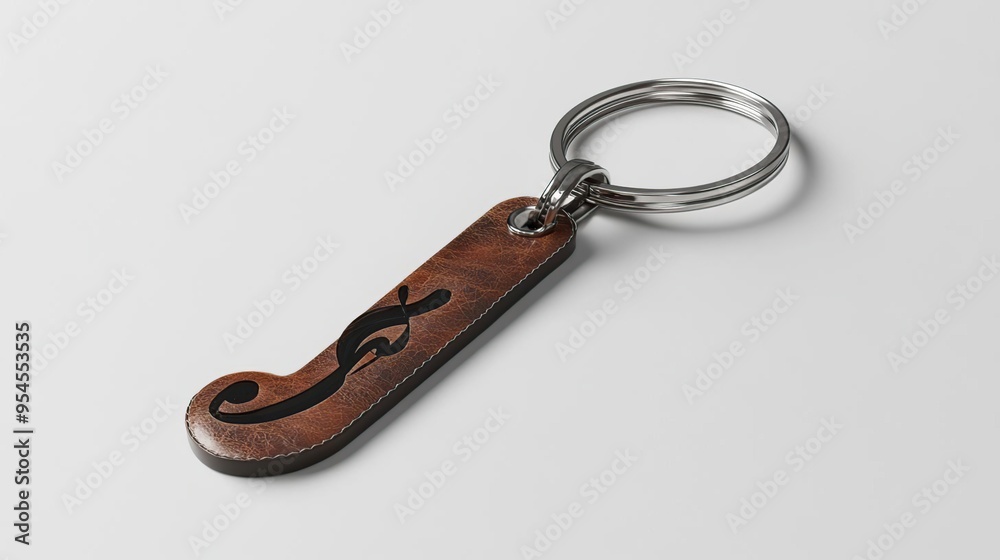 A leather keychain with a decorative design, serving as a functional accessory. A leather keychain with a decorative design, serving as a functional accessory.