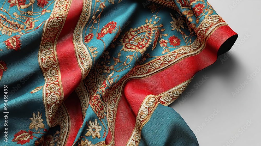 A luxurious fabric with intricate patterns in vibrant colors, ideal for fashion or decor. A luxurious fabric with intricate patterns in vibrant colors, ideal for fashion or decor.