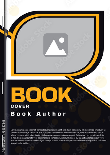 cover book new design in black and yellow color under construction background