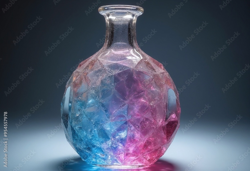 A bottle that is entirely made out of prismatic crystal A bottle that is entirely made out of prismatic crystal