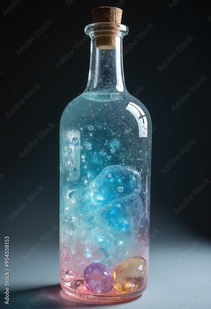 A bottle that is entirely made out of prismatic crystal A bottle that is entirely made out of prismatic crystal