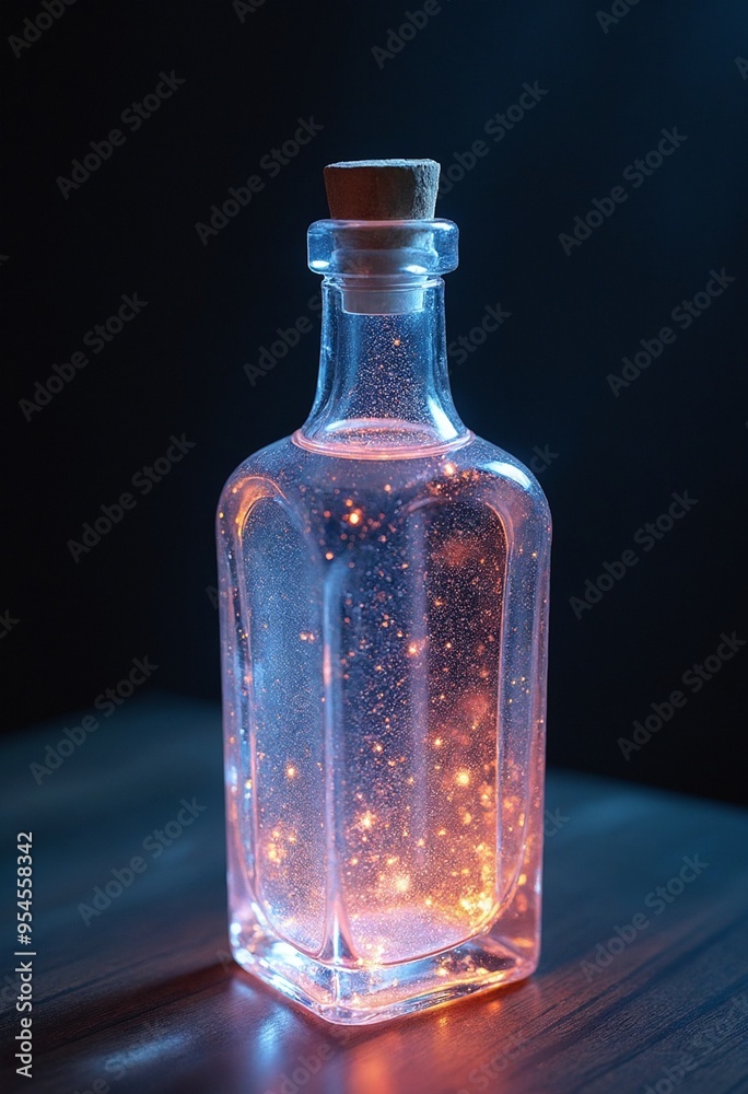 A bottle that is entirely made out of prismatic crystal A bottle that is entirely made out of prismatic crystal