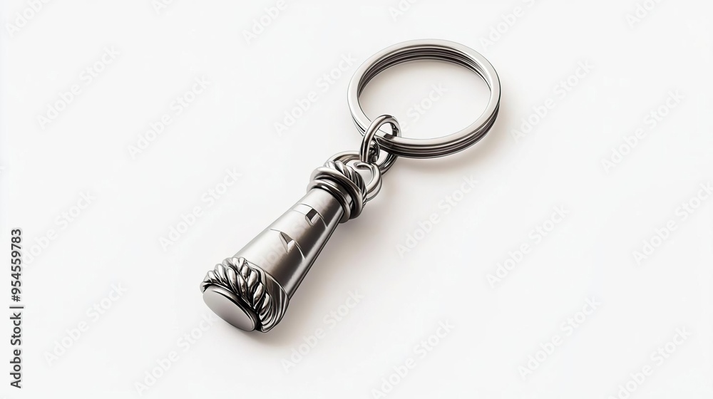A metallic lighthouse keychain with intricate detailing, designed for personal use or as a souvenir. A metallic lighthouse keychain with intricate detailing, designed for personal use or as a souvenir.