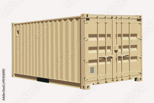Beige shipping container illustration