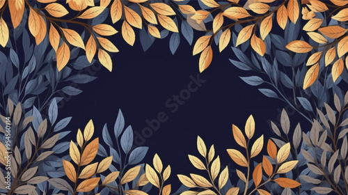 Vector foliage pattern frame