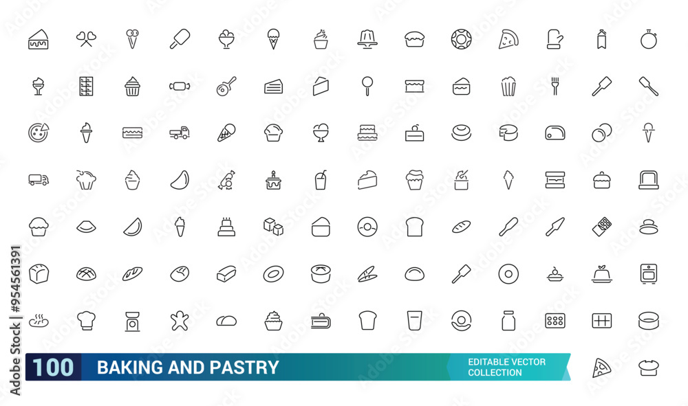 Baking and pastry editable stroke outline icons set. Isolated line vector illustration. Pixel perfect. Editable stroke icons. Baking and pastry editable stroke outline icons set. Isolated line vector illustration. Pixel perfect. Editable stroke icons.