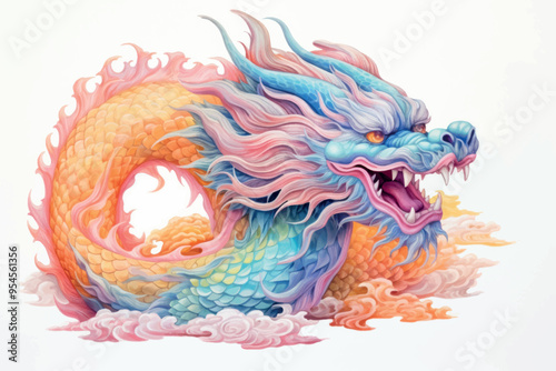 Colorful mythical dragon illustration