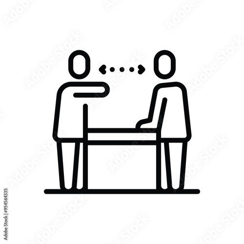 Black line icon for debate