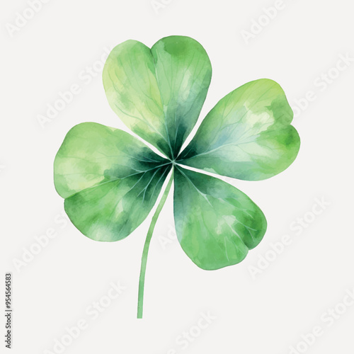 Watercolor four-leaf clover illustration