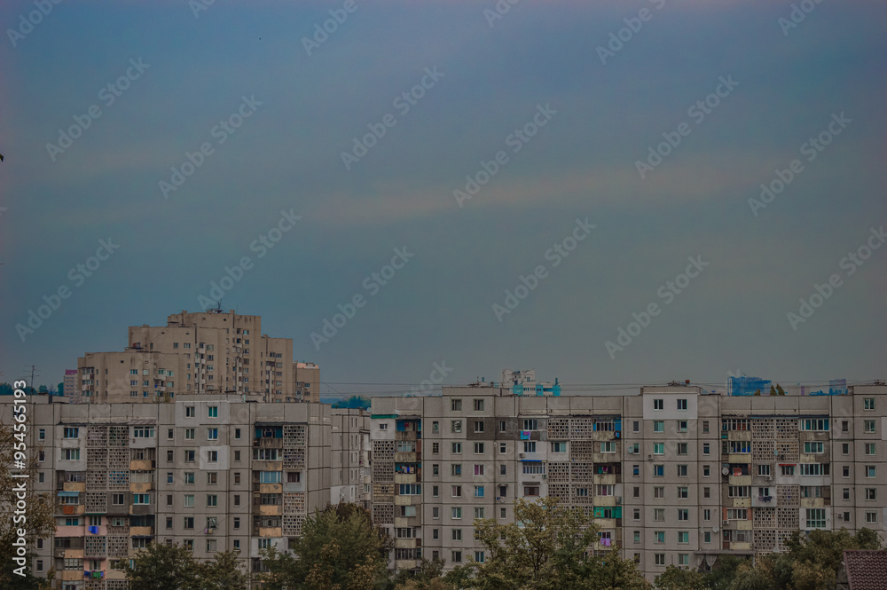 A view of the old buildings in the evening. A view of the old buildings in the evening.