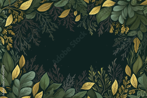 Vector foliage pattern frame
